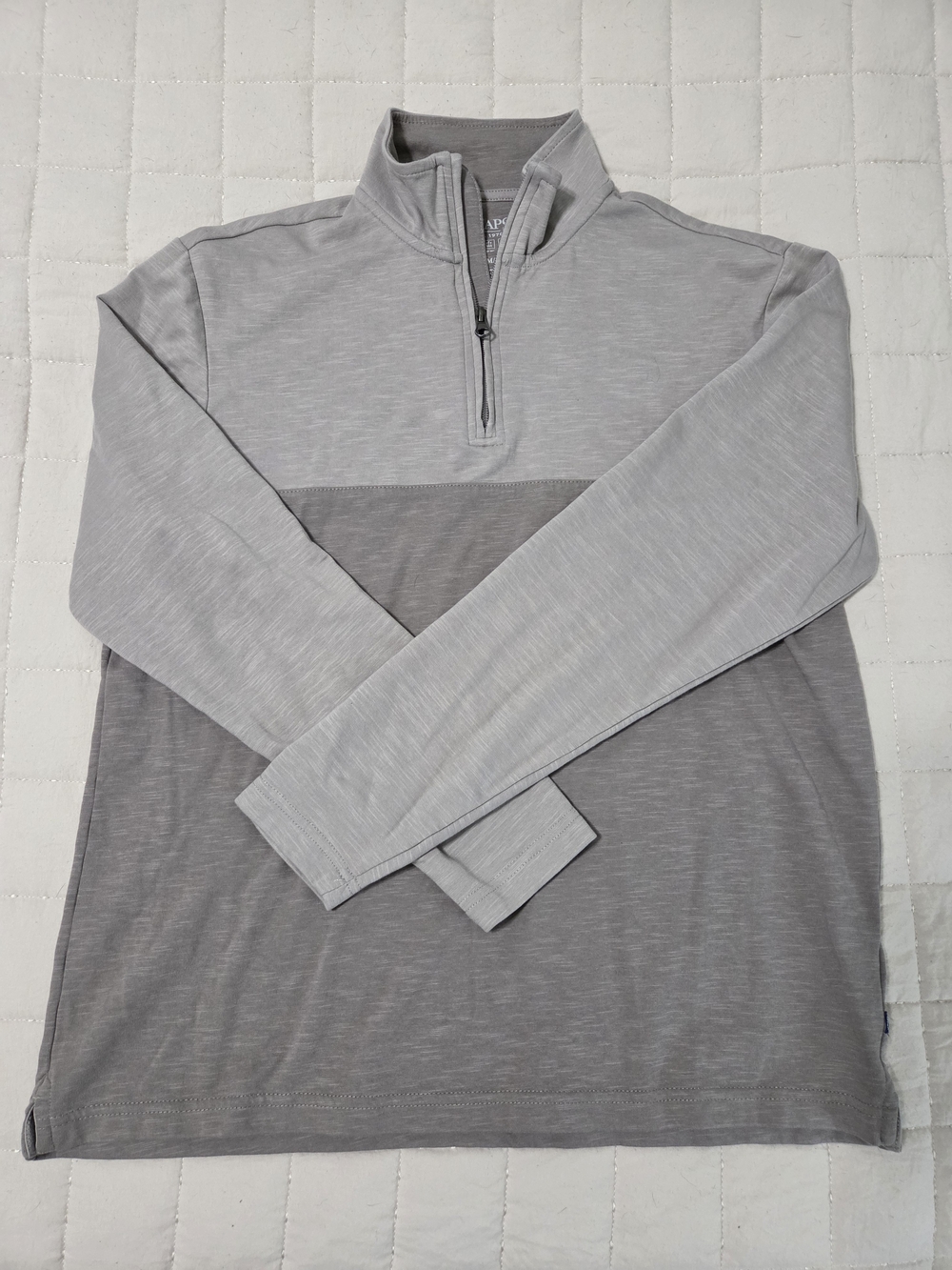 Chaps Two-Tone Quarter-Zip Pullover - Light Gray & Gray
